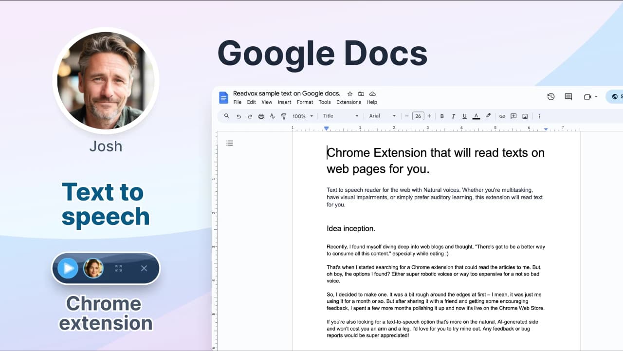 Text-to-speech for Google Docs - a new way to read and write
